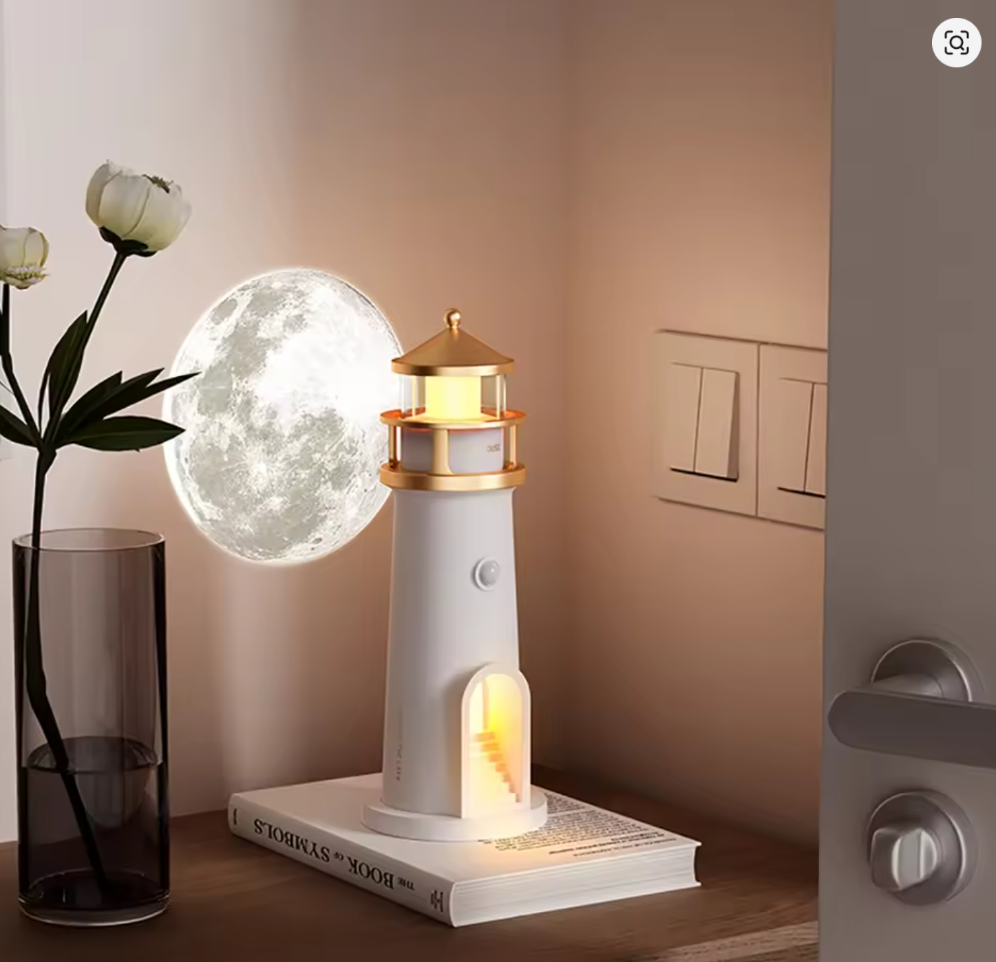 Moon Projection Lighthouse Dimmable Lamp With Bluetooth Speaker