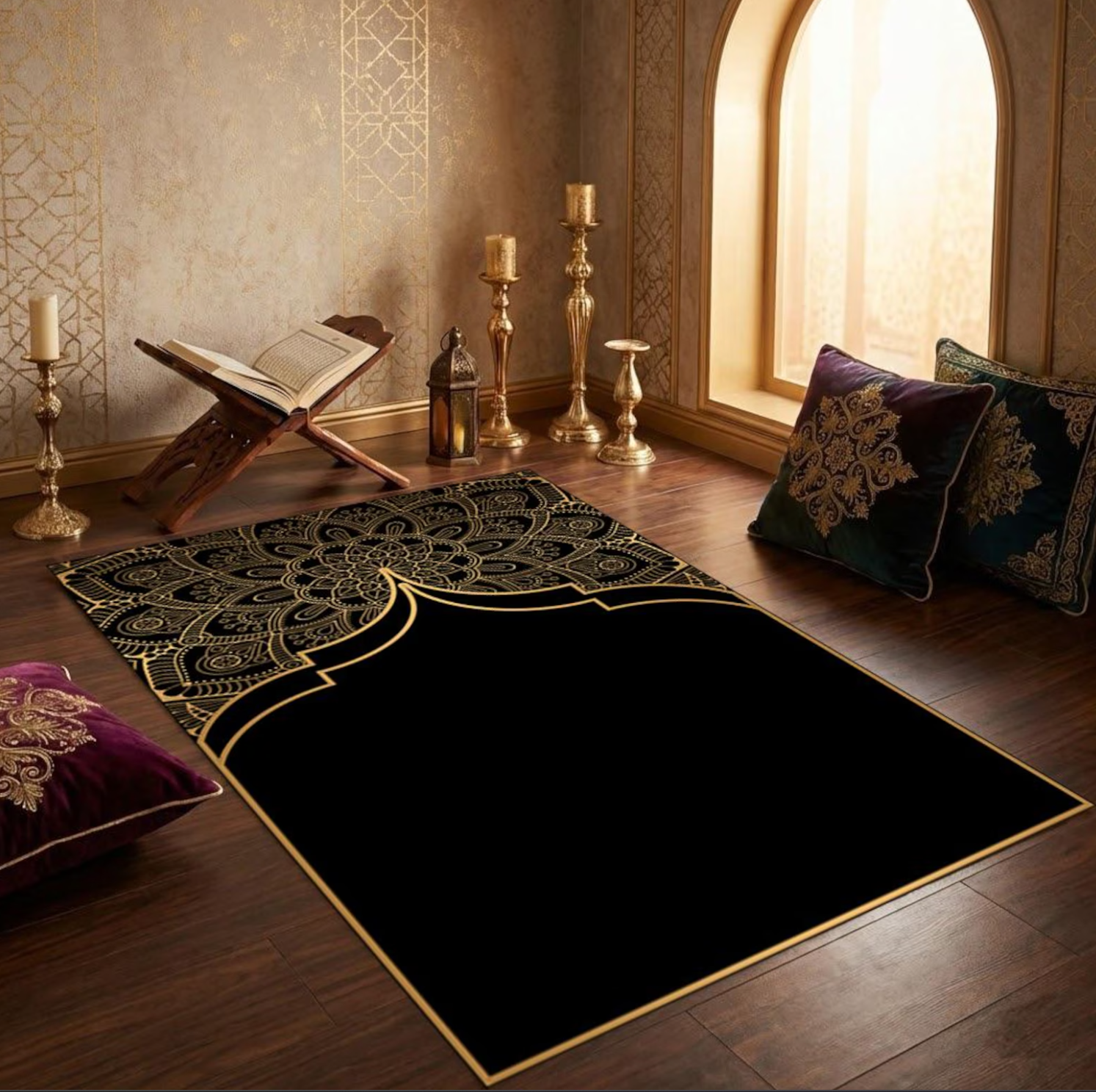 Kaaba Kiswa Prayer Mat – Premium Islamic Janamaz