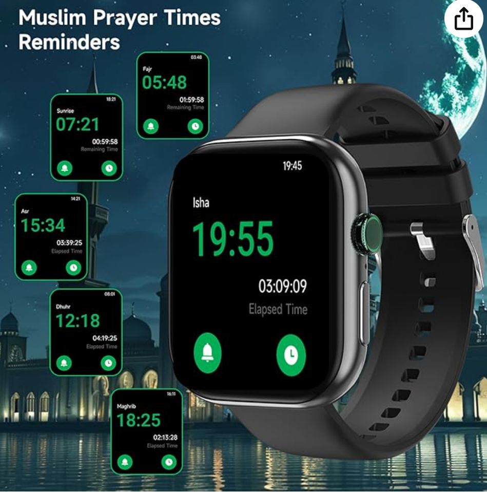 Muslim Quran Smart Watch with 114 Surah Recitation Qibla Direction Islamic Bluetooth Call