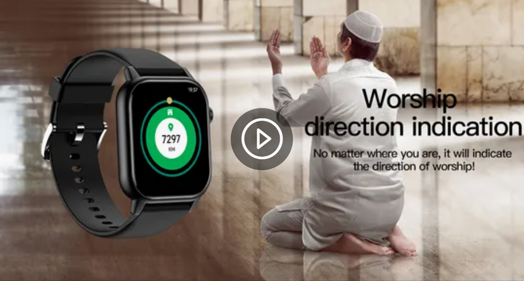 Muslim Quran Smart Watch with 114 Surah Recitation Qibla Direction Islamic Bluetooth Call