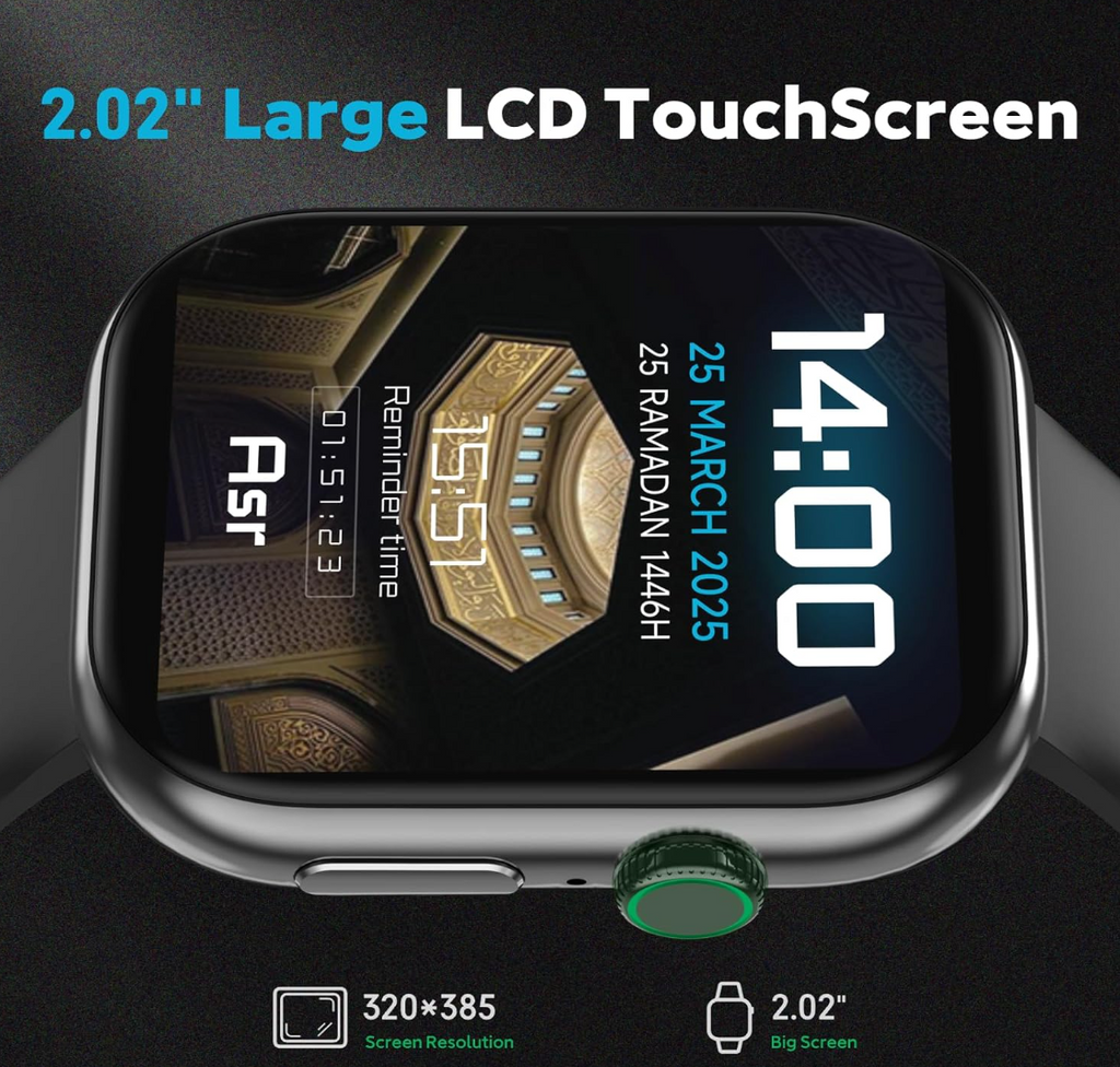 Muslim Quran Smart Watch with 114 Surah Recitation Qibla Direction Islamic Bluetooth Call