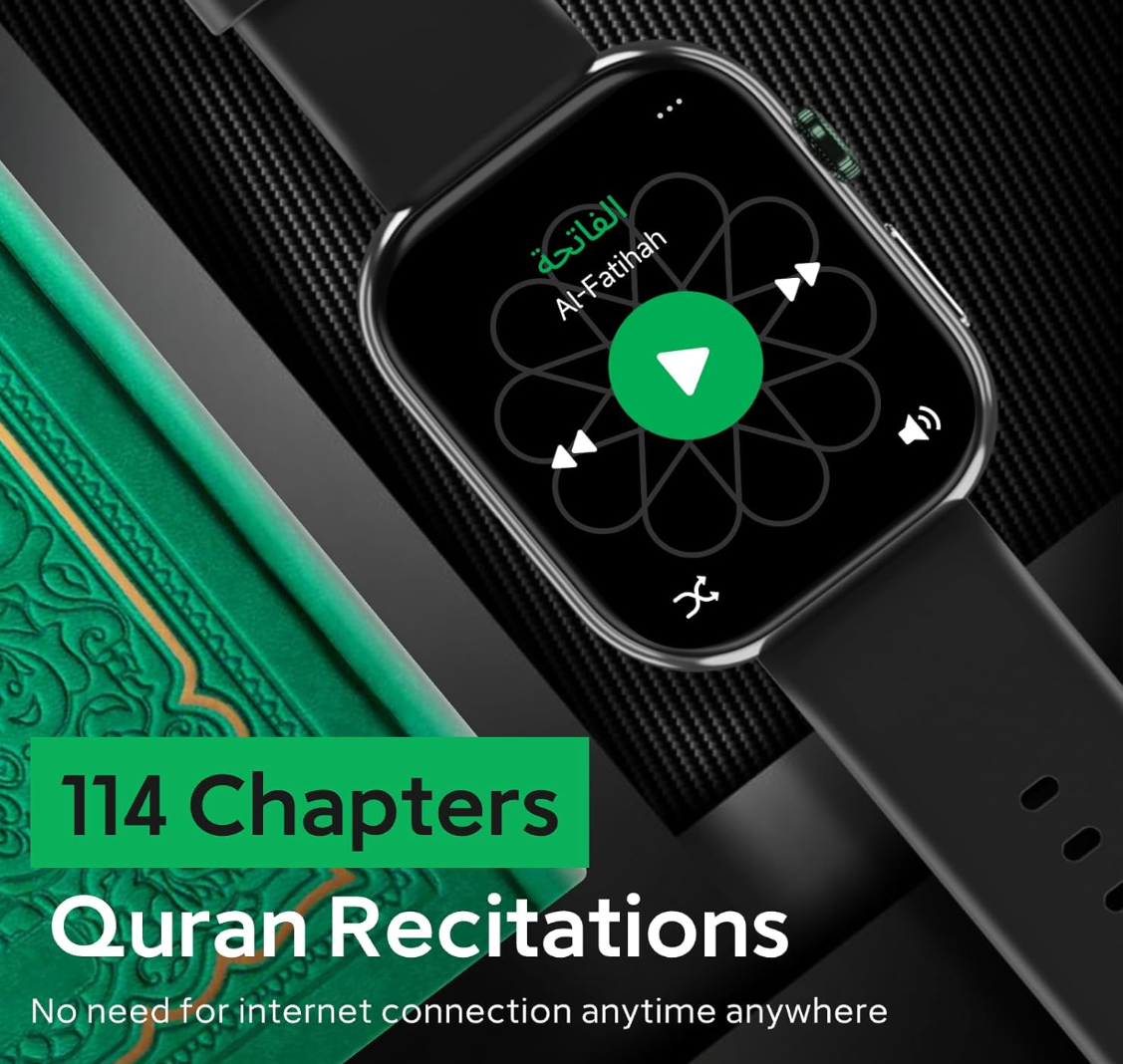 Muslim Quran Smart Watch with 114 Surah Recitation Qibla Direction Islamic Bluetooth Call