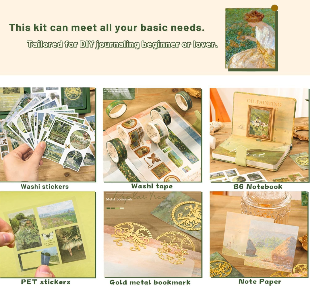 Van Gogh Journal Kit Vintage Scrapbook Set With Aesthetic Stickers, Planner & Art Supplies