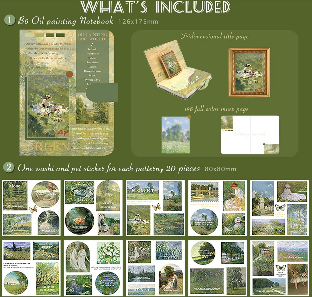 Van Gogh Journal Kit Vintage Scrapbook Set With Aesthetic Stickers, Planner & Art Supplies