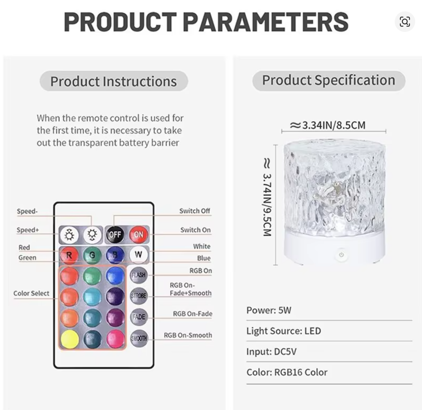Water Ripple Atmosphere Light With Remote
